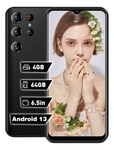 Teléfono 4gb Ram 64gb Dual Sim Soporte Expansión 256 Gb 6.517 Pulgadas Celular Con Reconocimiento Facial 6000mah Negro