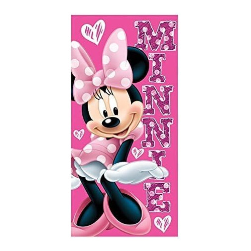 Toalla De Playa Minnie Mouse Sassy Hearts, Rosa, 28 Wx5...