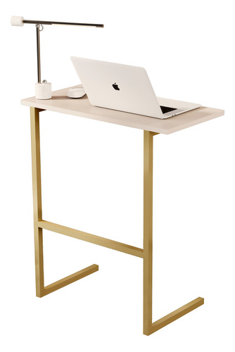 Mesa Multiuso Industrial Notebook Thor Perola Base Dourada