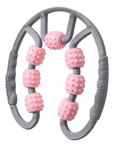 Rodillo Muscular Para Piernas, 7 Ruedas, Gris Y Rosa