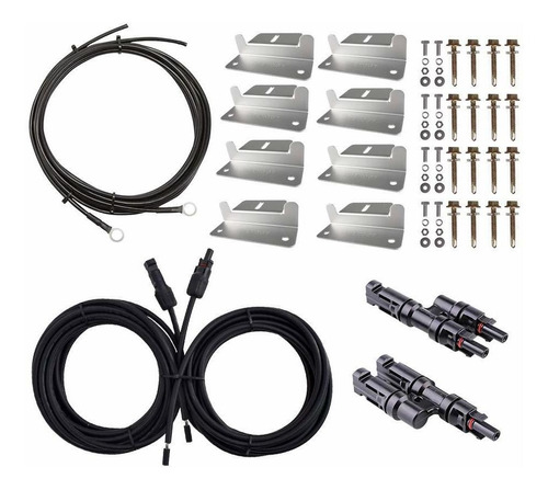 Sistema Panel Solar 200 W Cable Bandeja 8 Pie Kit Adaptador