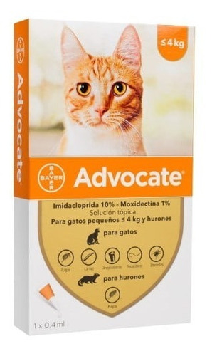 Antipulgas Advocate Gatos -acaros Sarna 0 A 4 Kg X 3 Pipetas