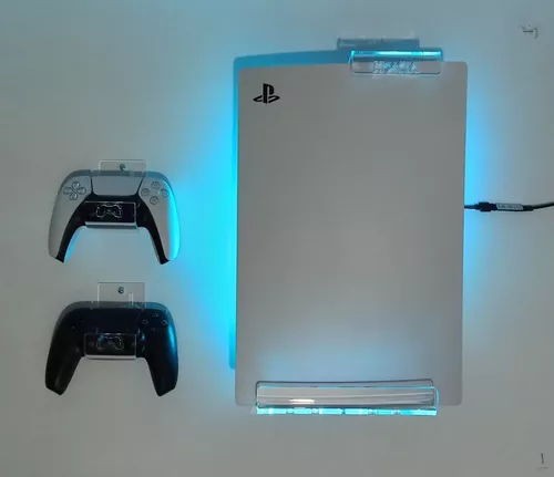 SOPORTE Ó BASE DE PARED PARA PS5 PLAYSTATION 5 CON KIT LED RGB MULTICOLOR +  BASE PARA CONTROL (VERSION ESTANDAR (con lector de disco)) : :  Videojuegos