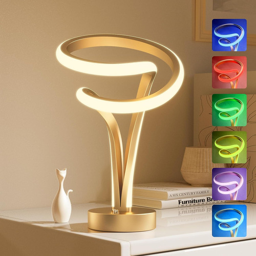 Moderna Lámpara De Mesa Rgb En Espiral, 10 Modos De Luz, Lám