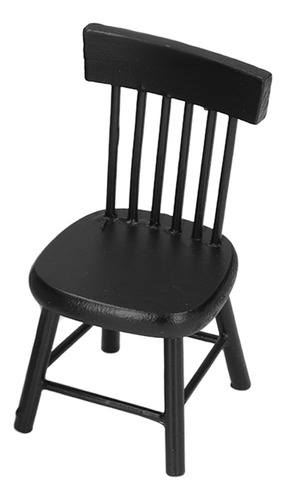 Juego De Mesa Y Sillas Dollhouse 1:12 De Madera Negra