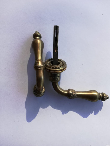 Picaporte Antiguo Dorado Viejo En Bronce Macizo Artesanal