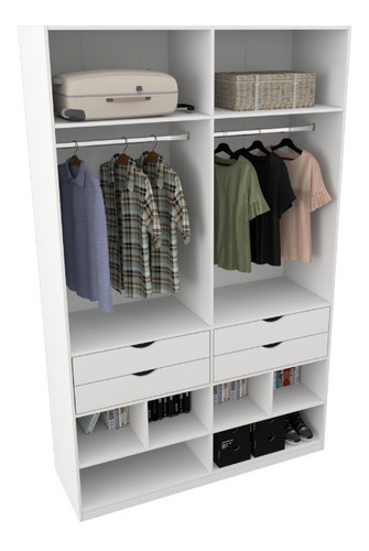 Armário Arara Gaveta Sabrina M11 100% Mdf (closet Gaveta) Cor Branco
