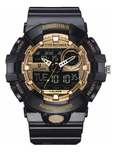 Reloj Luminoso Impermeable Pindows Electronics Color De La Correa Black Gold