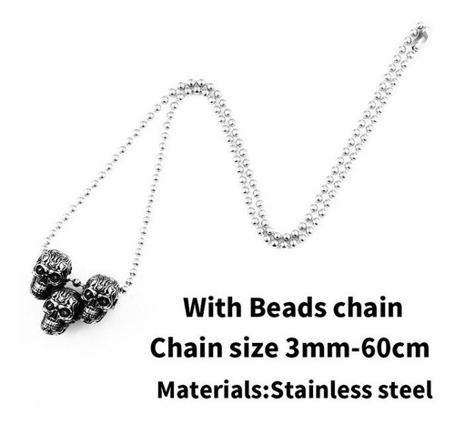 Collar Acero Inoxidable Cráneo Calaveras Skull Gótico Hombre