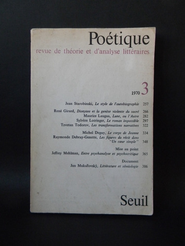 Poétique Revue Theorie Et Analyse 1970 Todorov Revista