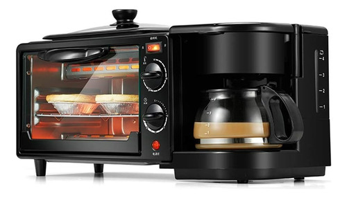 Máquina Hacer Desayuno 3 En 1 Horno Cafetera Sartén