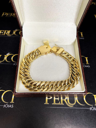 Pulseira Elos Duplos 30 Gramas 13mm Ouro 18k