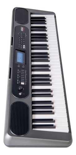 Kit Teclado Musical Kobe Kb-400 61 Teclas Sensíveis Completo Cor Cinza
