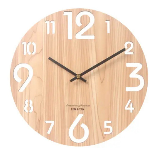 Imagen 1 de 2 de Reloj De Pared Moderno Madera Grande 30cm Grato En Clicshop 