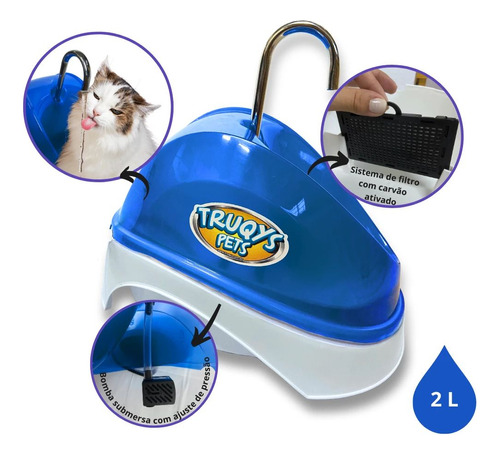 Fonte De Água Gato E Cachorro Bebedouro Pets Automático 2 L