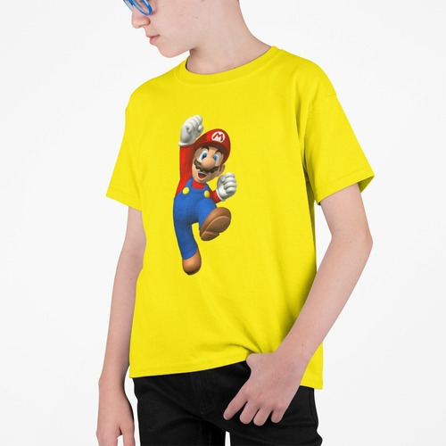 Polera Super Mario Bros Niños Videojuegos Estampado Algodon