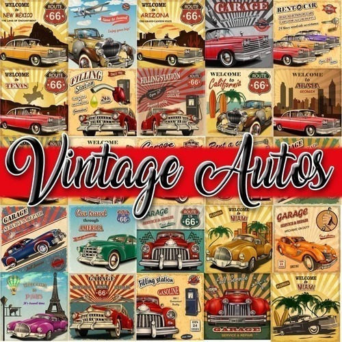 Pack Sublimacion Vectores Vintage Autos Para Illustrator Eps