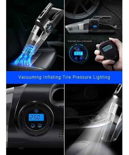 Aspiradora Automóvil 12v 120w Compresor Inflador Led 4 En 1