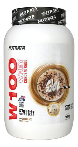 Super Whey 100% Pure 900g Nutrata - Whey Massa Muscular Sabor Creme De Coco
