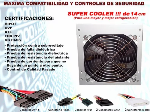 Fuente Alimentacion Pc 520w +cooler +potencia Nvo. Modelo!!