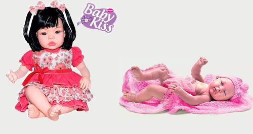 Kit Boneca Baby Kiss + Bebe Anjo Reborn Menina