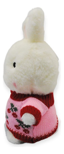 Conejo De Peluche Sueter Rojo Flores Suave Juguete De 25cm