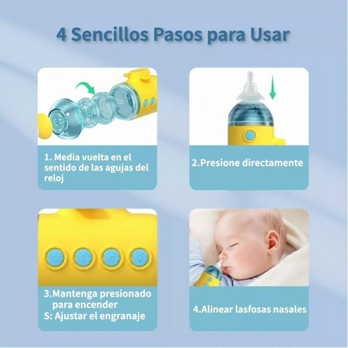 Aspirador Nasal Eléctrico Para Bebés Submarino Bebe Amarillo