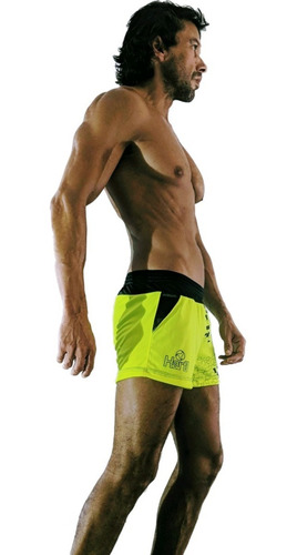Id481 Mini Short Entallado Pantalon Corto Hartl Amarillo Flu