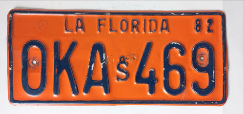 Placa Patente Antigua La Florida Año 82