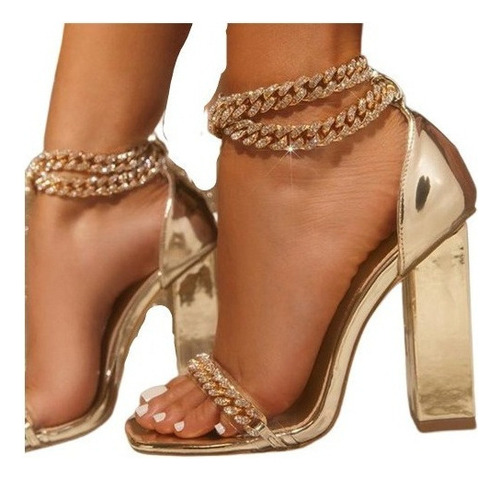 Sandalias Cadena Con Boca De Pez De Tacón Alto For Mujeres