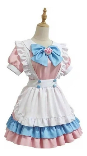 Disfraz Cosplay Traje Rosa Lindo Maid Lolita Kawai Set