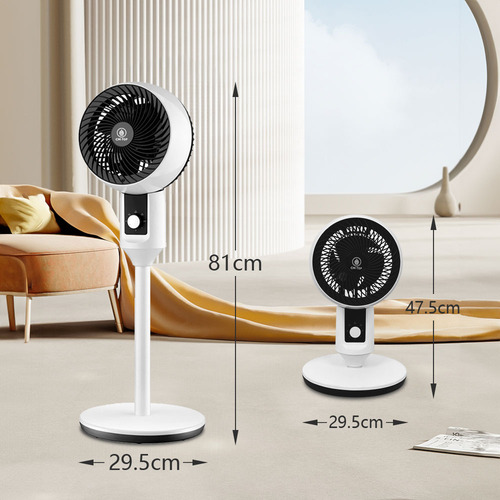 Ventilador De Pedestal Cm-top Portátil 3 Aspas Plástico 50 W Circulación De Aire Oscilación 2 In 1 Altura Ajustable Estructura Color Blanco