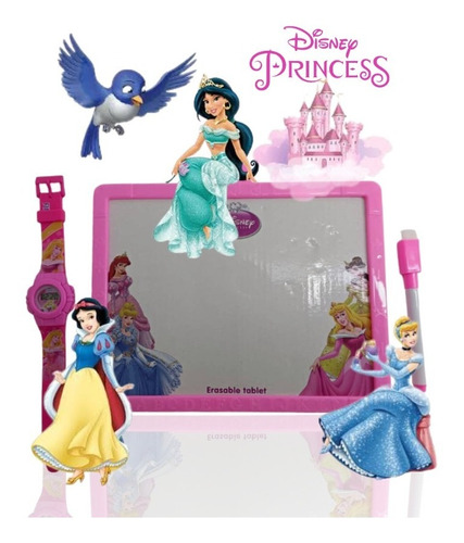 Reloj Digital Infantil + Pizarra Juguete De Princesas Disney