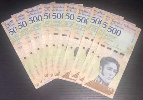 Set 10 Cédulas 500 Bolívares Soberanos - Não Circuladas Fe