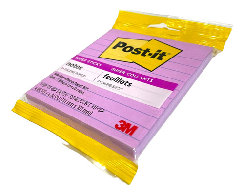 Block Notas Adhesiva 3m Post-it Super Sticky Raya 10cm 90hjs