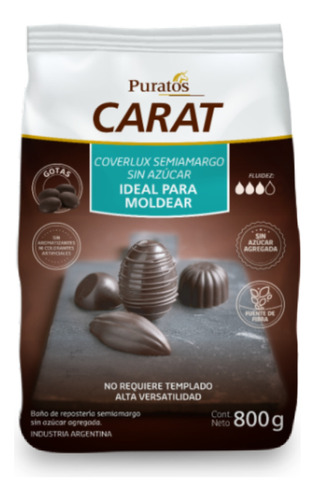 Chocolate De Moldeo Carat Coverlux Semiamargo Sin Azucar