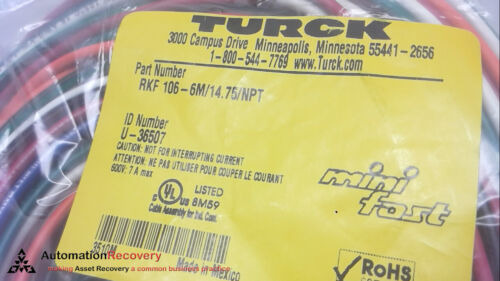 Turck Rkf 106-6m/14.75/npt, Minifast Female Receptacle, Ccf