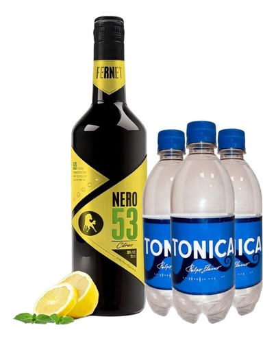 Fernet Premium Nero 53 Citrus 750ml + 3 Tónicas Pulpo Blanco