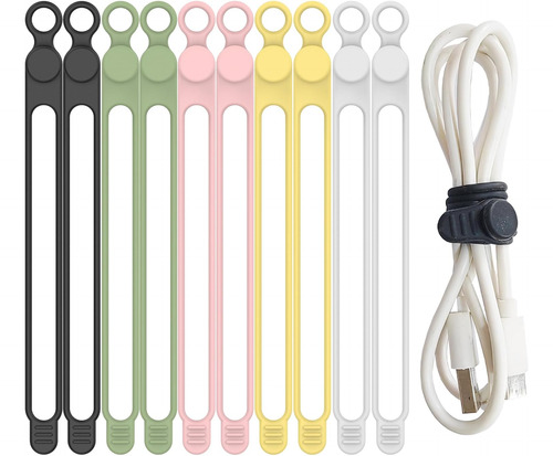 Bridas De Silicona Reutilizables Para Cables, 7.1 Pulgadas,