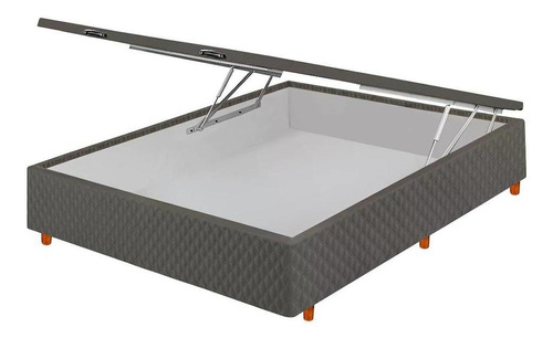 Base Box Baú Para Cama Casal 138x44cm Suede Cristalflex Cor Cinza