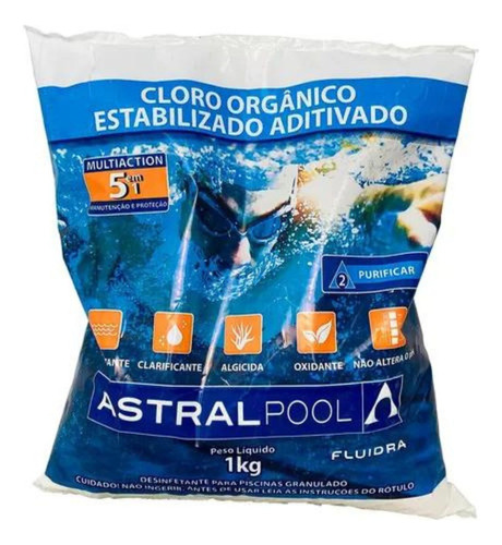 Cloro Granulado Multiação 5 Em 1 De 1kg Limpeza De Piscina