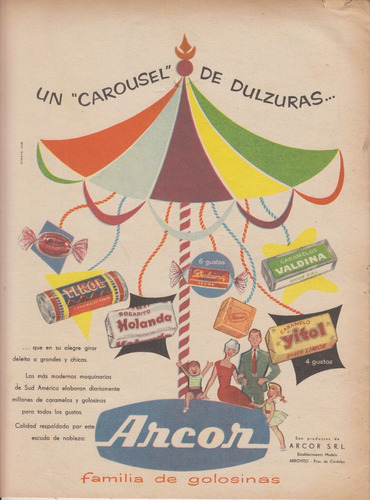 1960 Golosinas Arcor Hoja Con Publicidad Vintage Argentina