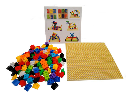 Cubos Multiencaje Legos Para Niños Con Tablero 113 Piezas