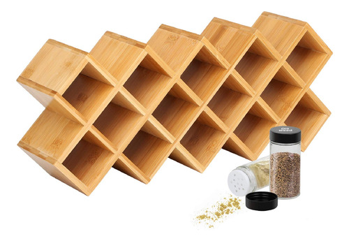 Criss-cross - Organizador De Especias De Bambu Para Encimera