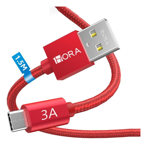 Cabo Carregamento 1hora Cabo Usb 2.0 A/c 3a 1m Vermelho