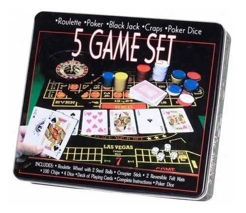 5 Games Set Incluye Ruleta Alfombrillas Baraje De Cartas