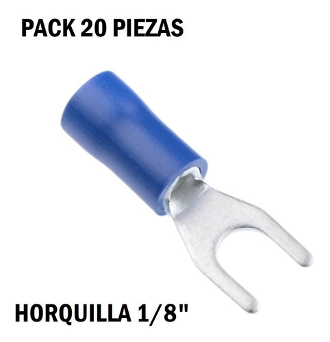 Pack Terminal Preaislado Azul Cable Awg 14  16 Horquilla 1/8