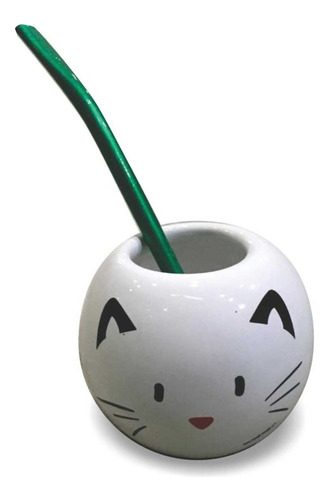 Acabajo Deco Mate Burbuja Gato Blanco Con Bombilla