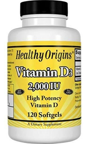 Vitamina D3 120cap Healthy Origin - Unidad a $2269