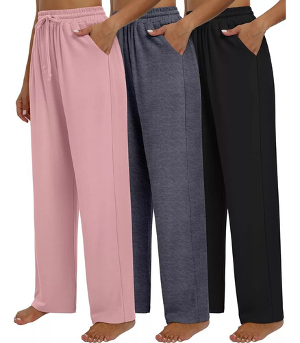 Paquete De 3 Pantalones De Yoga De Pierna Ancha Para Mujer